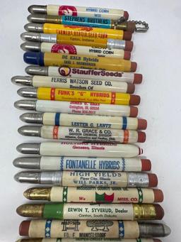 25 - VINTAGE ADVERTISING SEED BULLET PENCILS