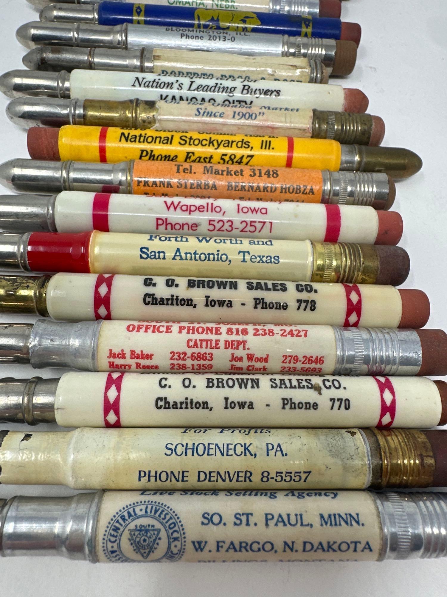 20 - VINTAGE ADVERTISING LIVESTOCK BUYERS COMMISSION BULLET PENCILS