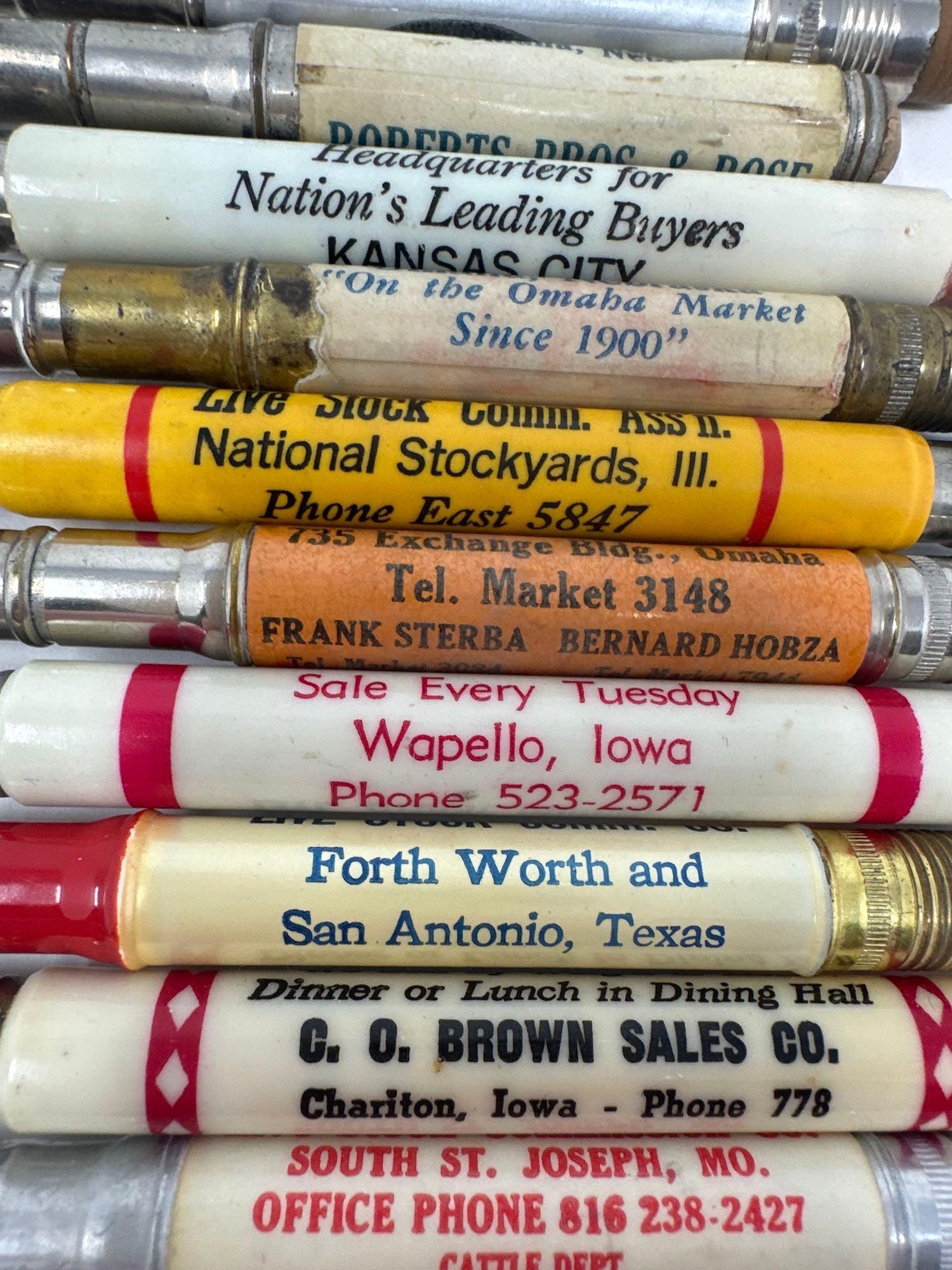 20 - VINTAGE ADVERTISING LIVESTOCK BUYERS COMMISSION BULLET PENCILS