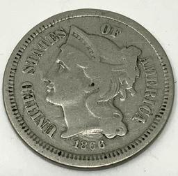 1866 THREE CENT NICKEL