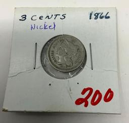 1866 THREE CENT NICKEL