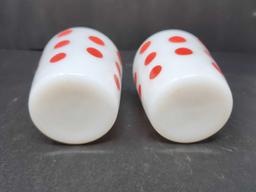 Vintage FireKing Red Dot Shakers W/Tulip Lids
