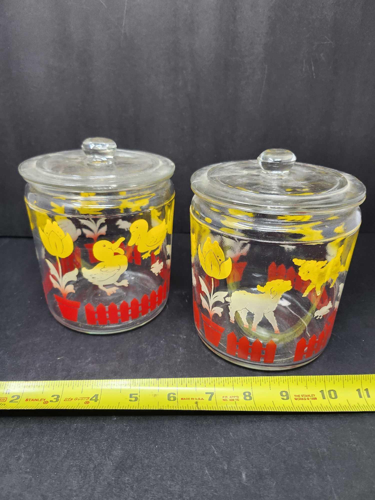 2 Vintage Anchor Hocking Easter Candy Jars