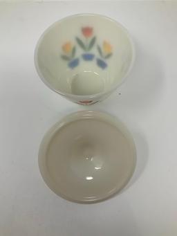 Fire King Tulips on Ivory Grease Jar