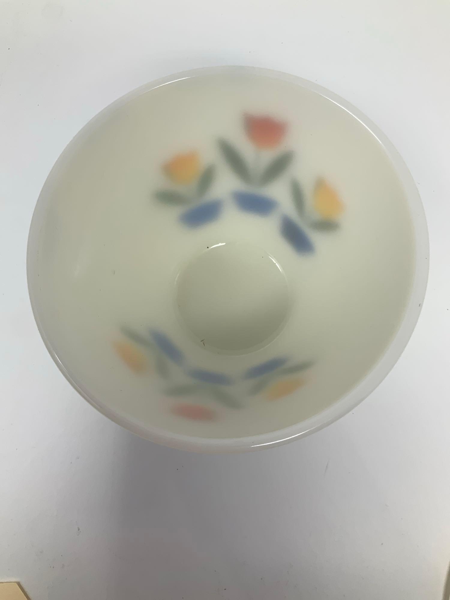 Fire King Tulips on Ivory Grease Jar