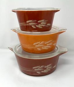Pyrex Autumn Harvest 3 pc Casserole Set w/ Lids