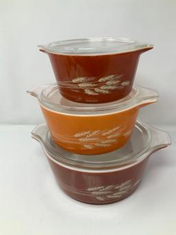 Pyrex Autumn Harvest 3 pc Casserole Set w/ Lids