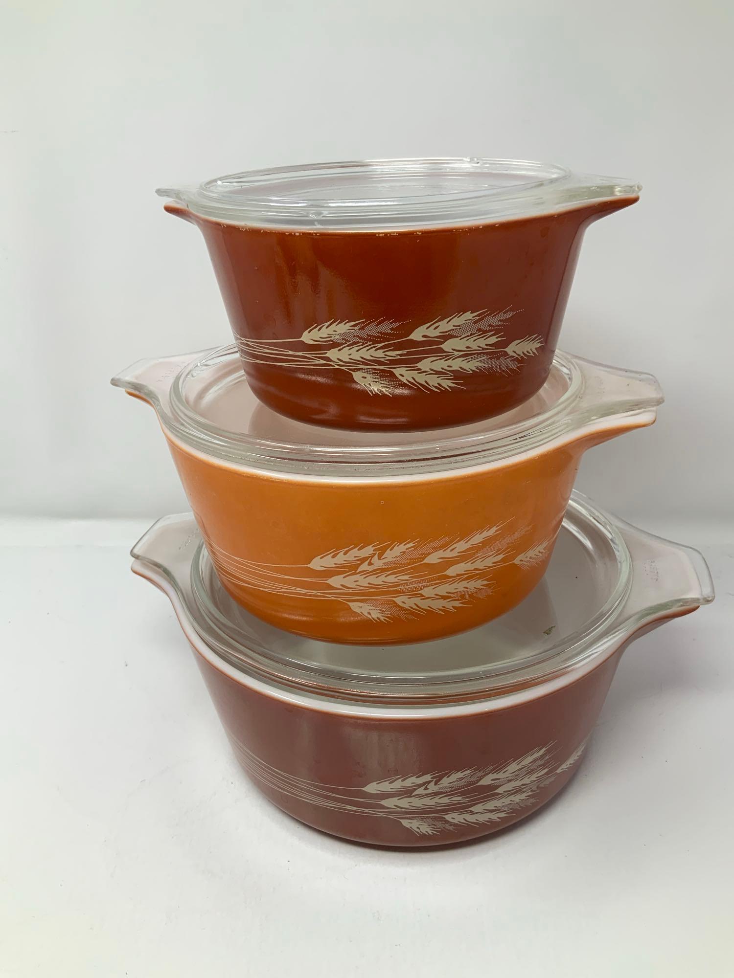 Pyrex Autumn Harvest 3 pc Casserole Set w/ Lids