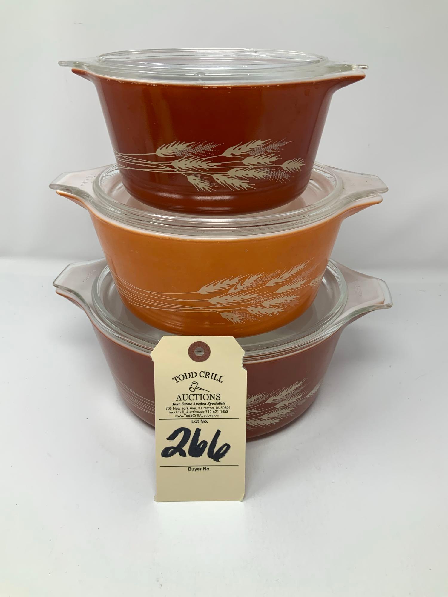 Pyrex Autumn Harvest 3 pc Casserole Set w/ Lids