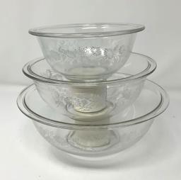 Pyrex Colonial Mist Clear Glass Mixing Bowls