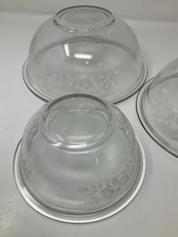 Pyrex Colonial Mist Clear Glass Mixing Bowls