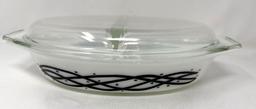 Pyrex Barbed Wire 063 Divided Serving Dish w/ Lid