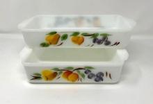 2 Fire King Gay Fad Fruit Baking Pans