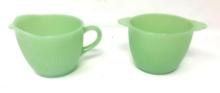 Fire King Jadeite Jane Ray Sugar and Creamer