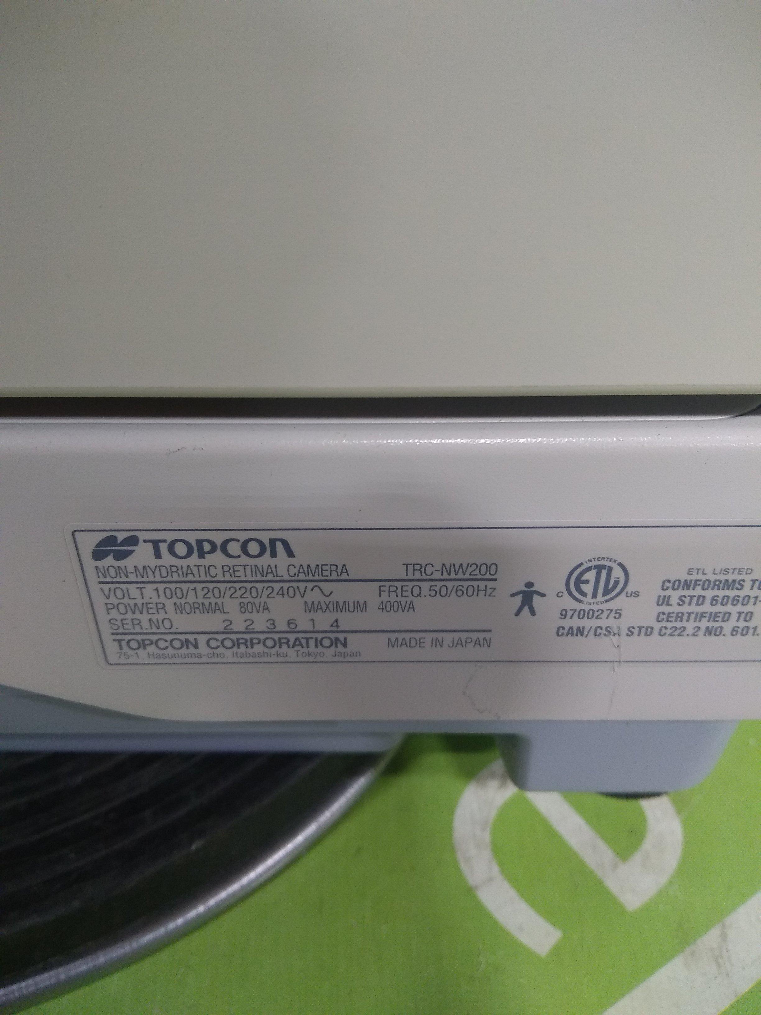 Topcon TRC-NW200 Non-Mydriatic Retinal Camera - 52418