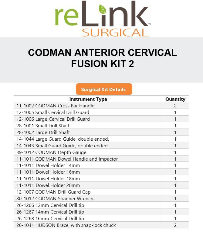 Codman Surgical Anterior Cervical Fusion Kit - 182101