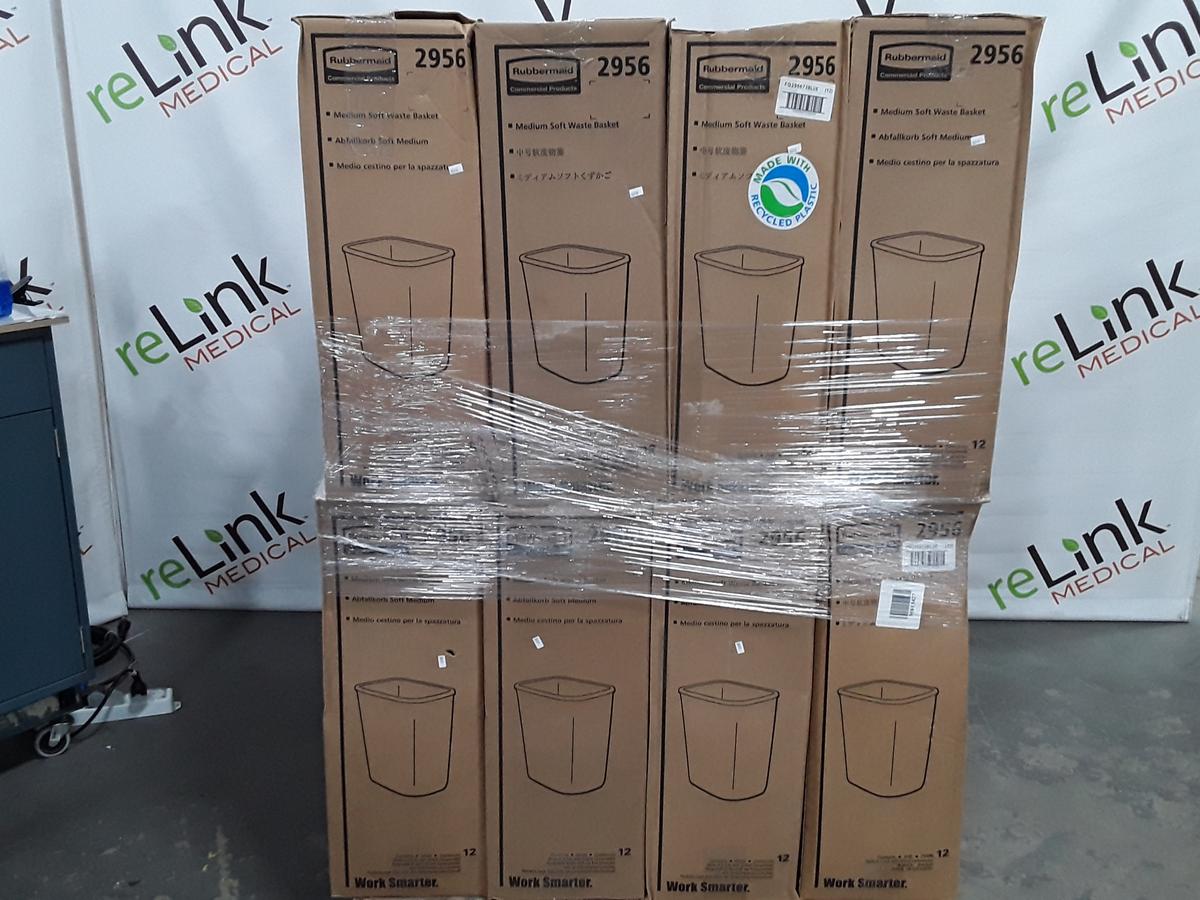 Pallet of 24 Cases of Rubbermaid 2956 Recycle Bins