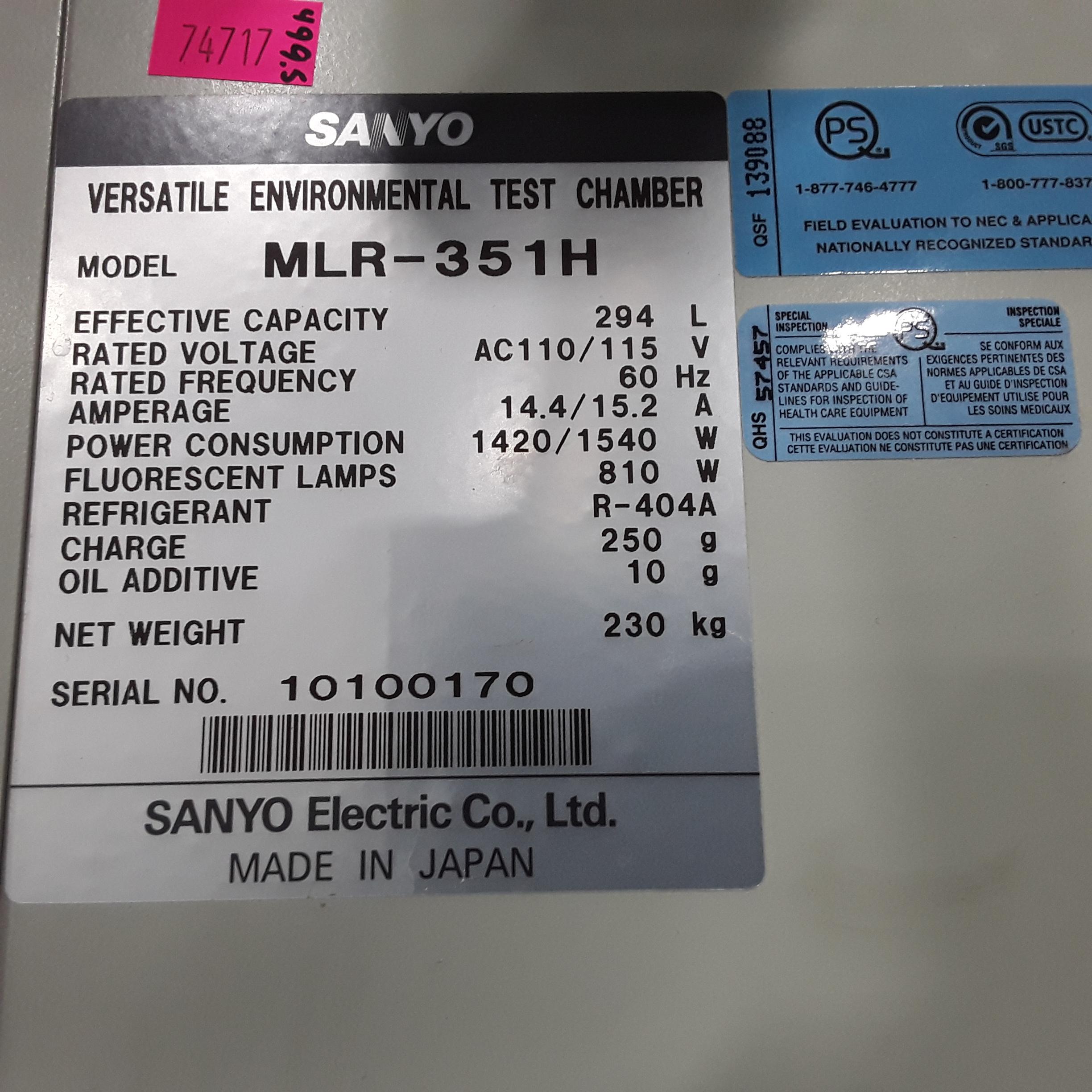 Sanyo MLR-351H Environmental Chamber - 334050