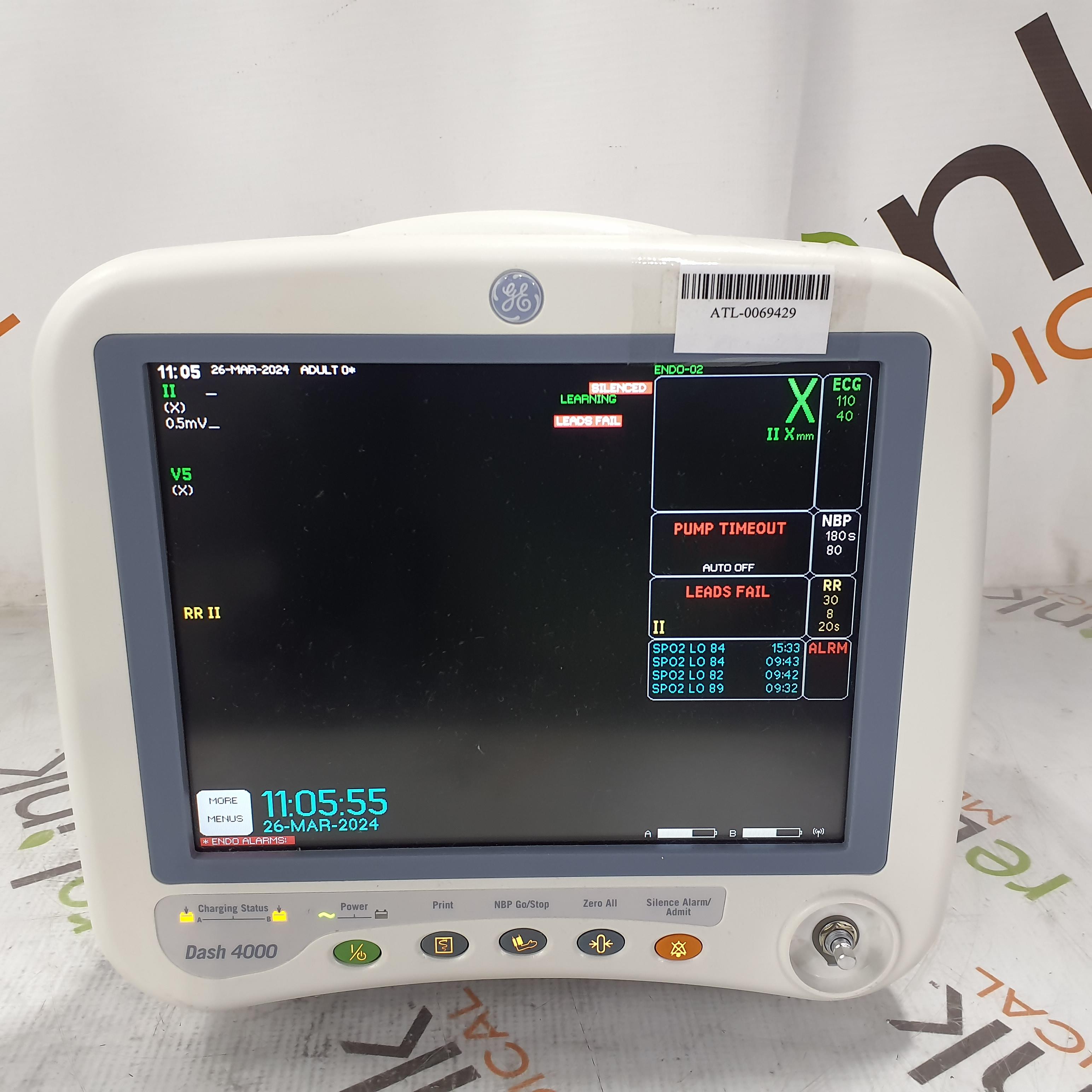 GE Healthcare Dash 4000 - GE/Nellcor SpO2 Patient Monitor - 386596