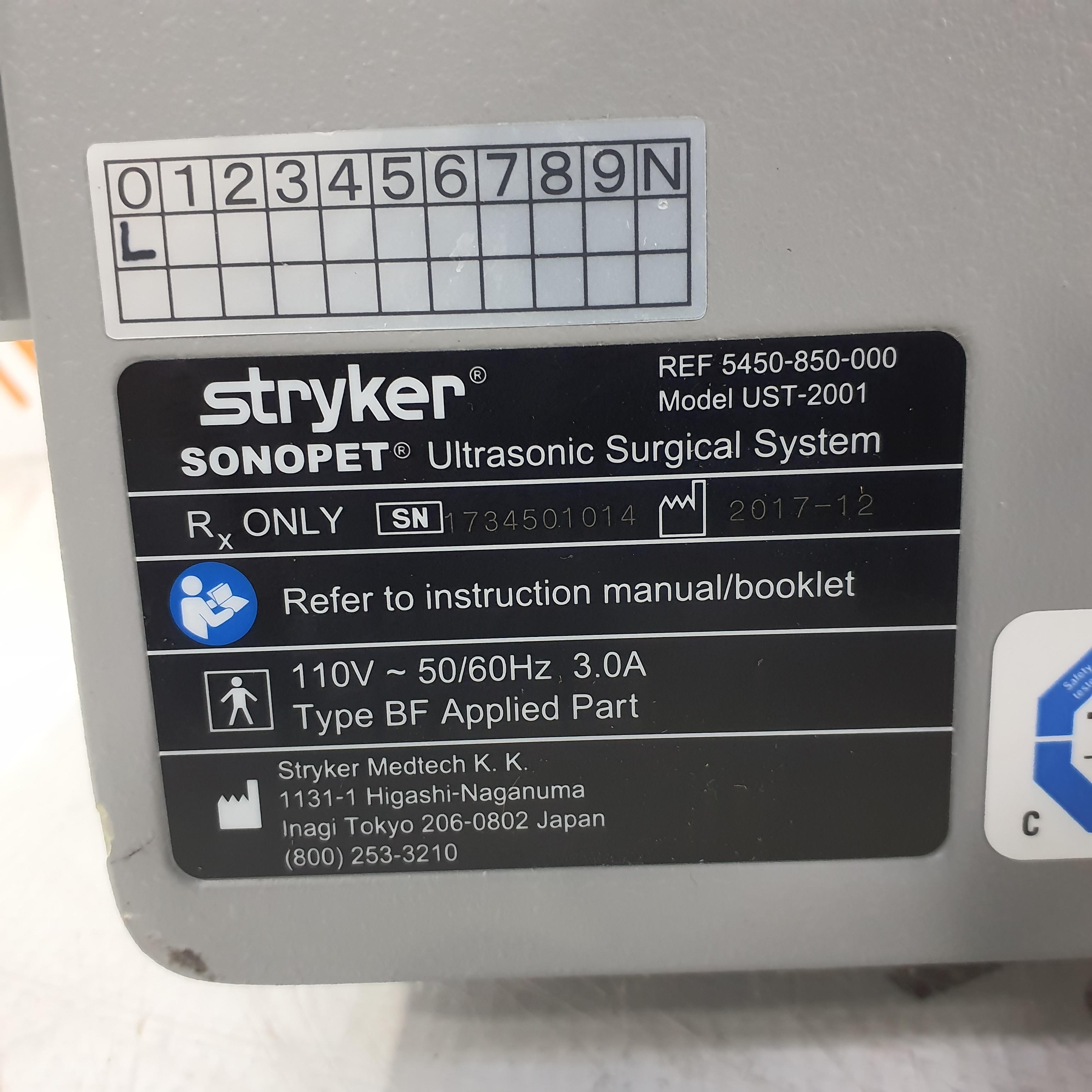 Stryker SonoPet Omni UST-2001 Ultrasonic Surgical System - 366123