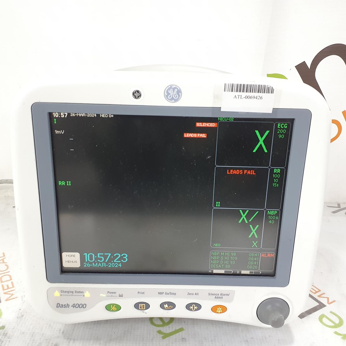 GE Healthcare Dash 4000 - GE/Nellcor SpO2 Patient Monitor - 386583