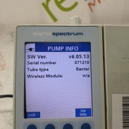 Baxter Sigma Spectrum 6.05.13 with B/G Battery Infusion Pump - 379178