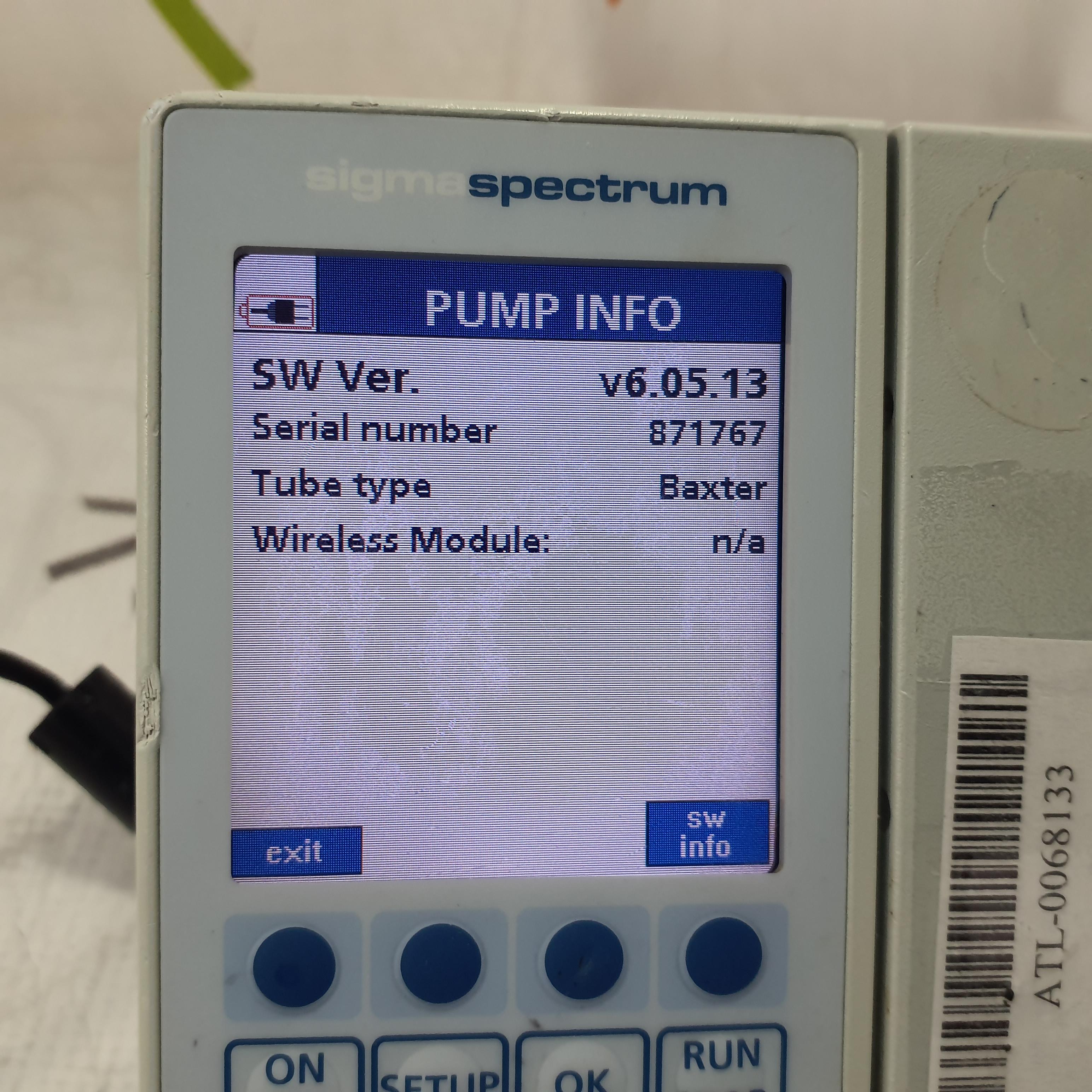 Baxter Sigma Spectrum 6.05.13 with Non-Wireless Battery Infusion Pump - 379293
