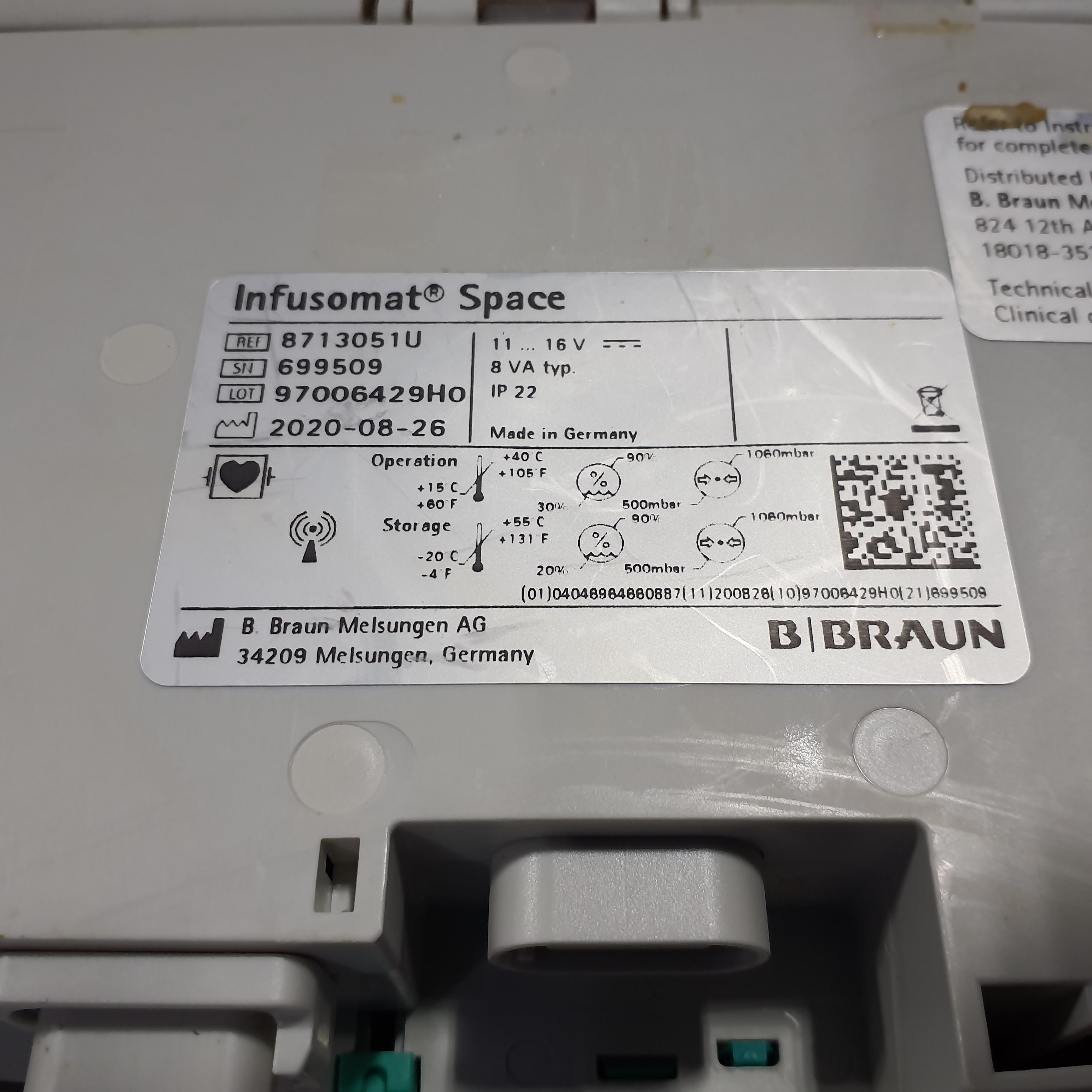 B. Braun Infusomat Space w/Pole Clamp Infusion Pump - 363202