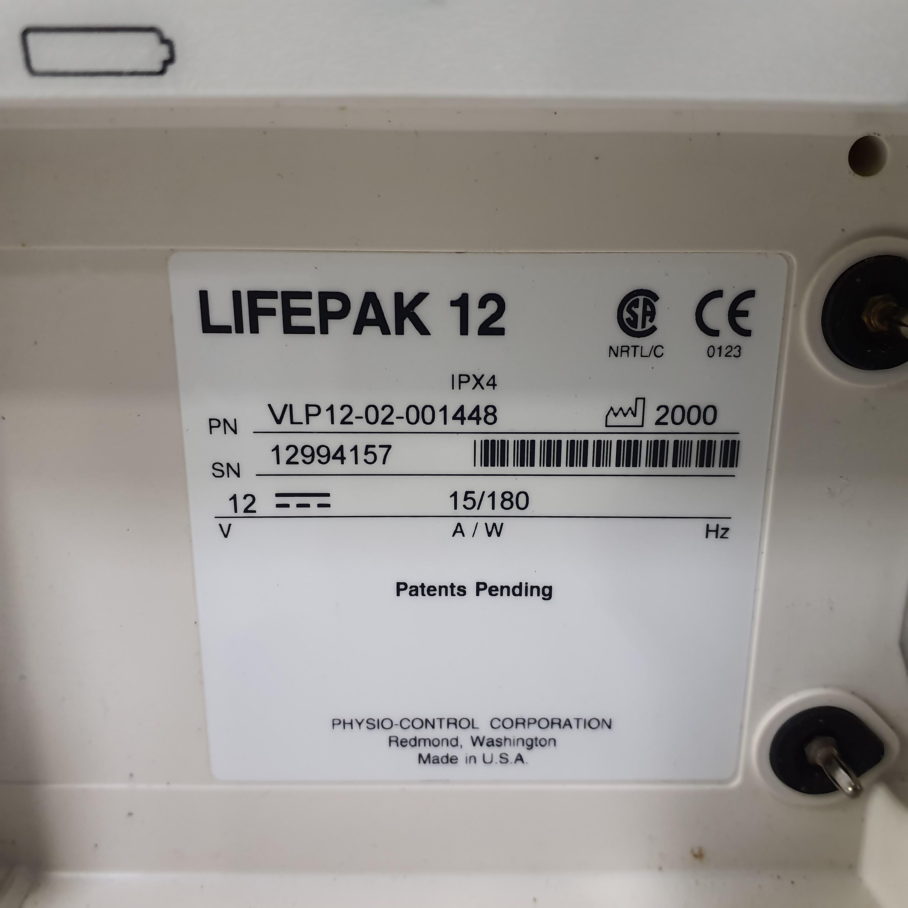 Physio-Control LifePak 12 3-Lead Defibrillator - 399207