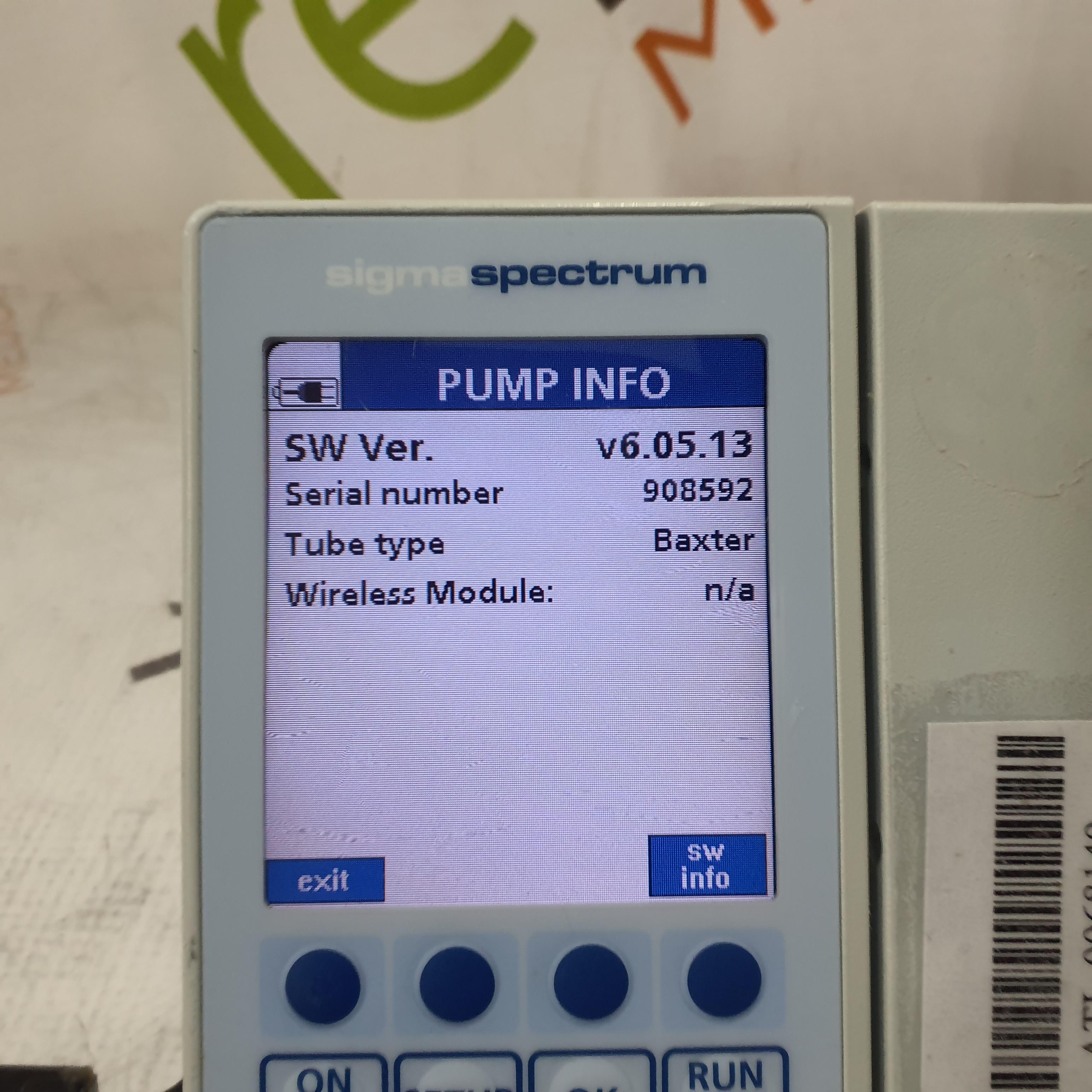 Baxter Sigma Spectrum 6.05.13 without Battery Infusion Pump - 378976