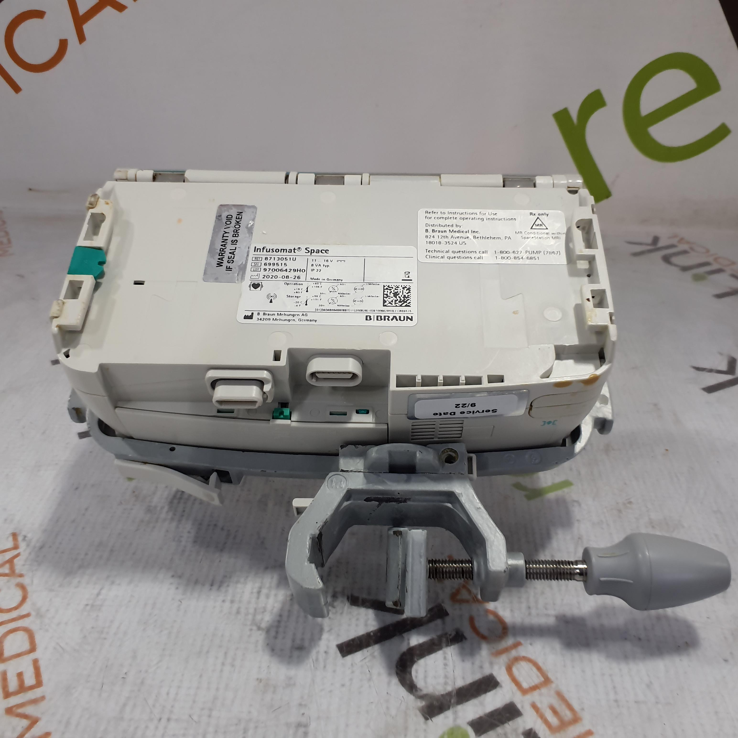 B. Braun Infusomat Space w/Pole Clamp Infusion Pump - 363150