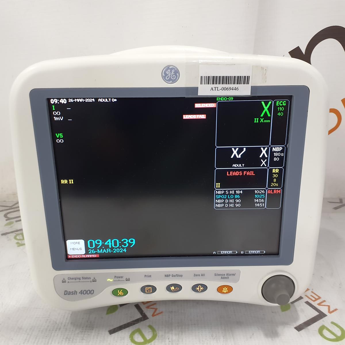 GE Healthcare Dash 4000 - GE/Nellcor SpO2 Patient Monitor - 386474