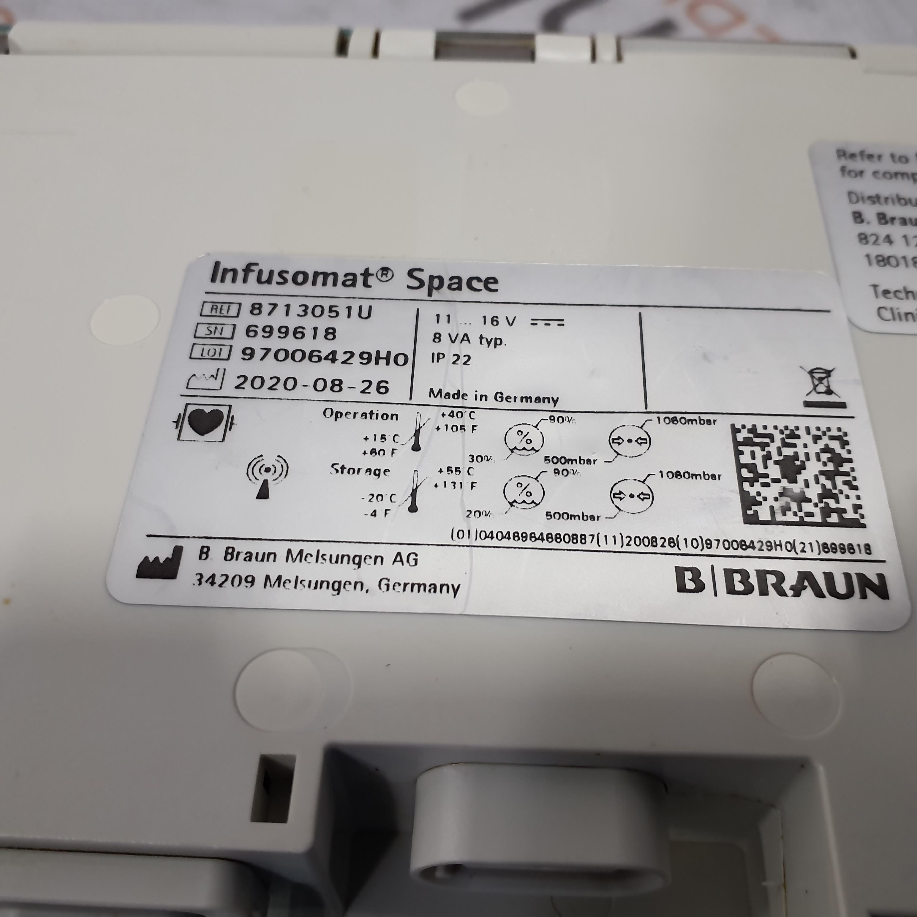 B. Braun Infusomat Space w/Pole Clamp Infusion Pump - 362969