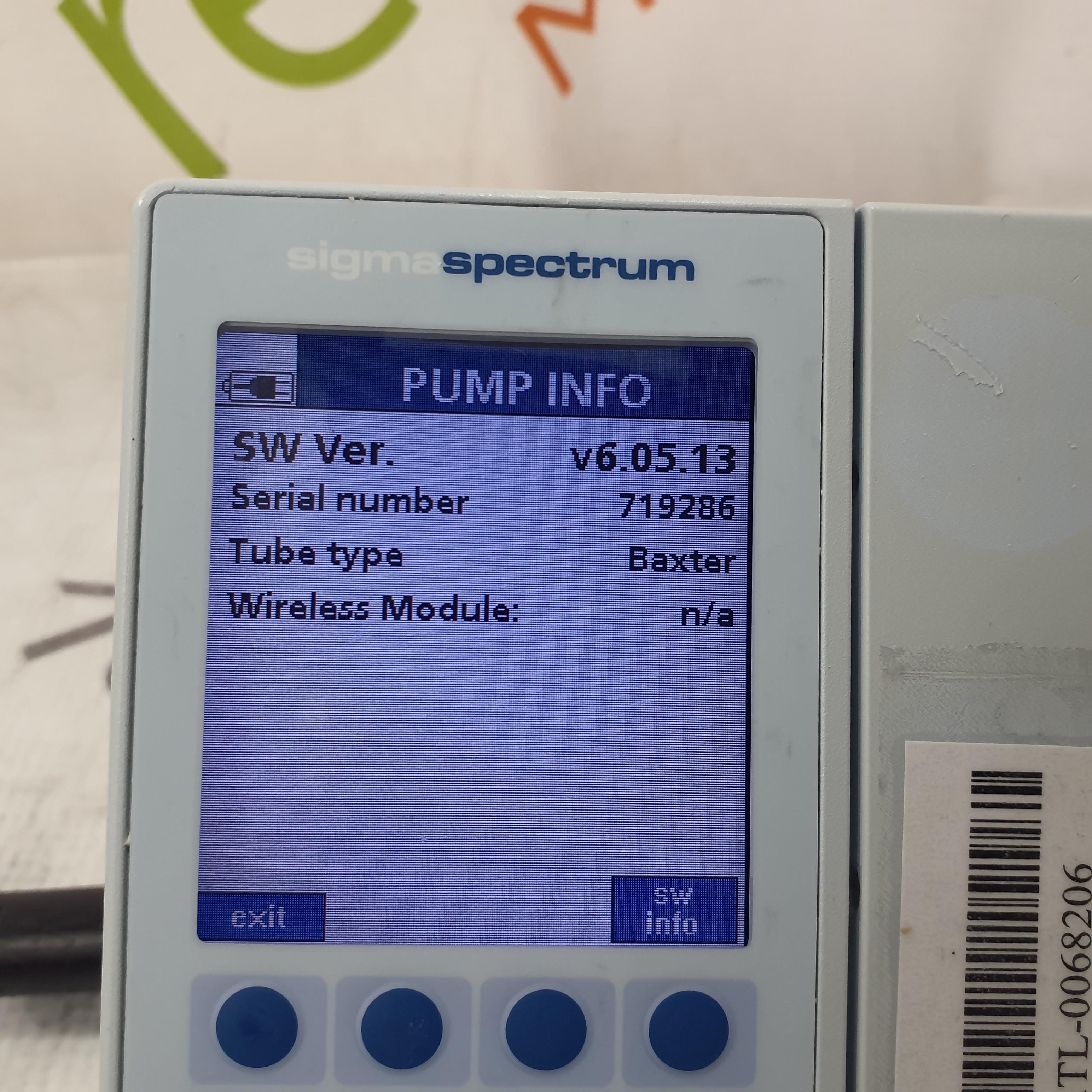 Baxter Sigma Spectrum 6.05.13 without Battery Infusion Pump - 379696