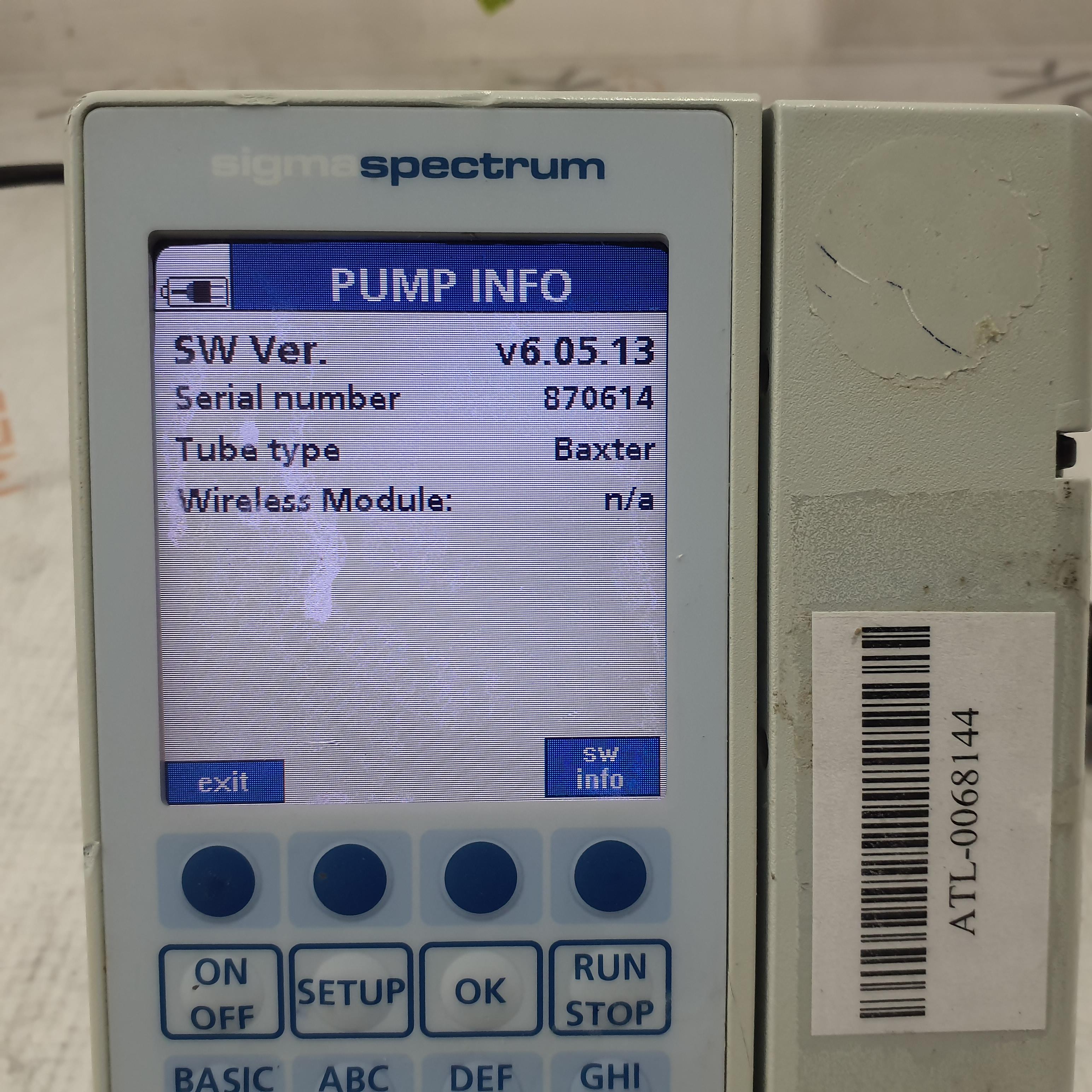 Baxter Sigma Spectrum 6.05.13 without Battery Infusion Pump - 379083