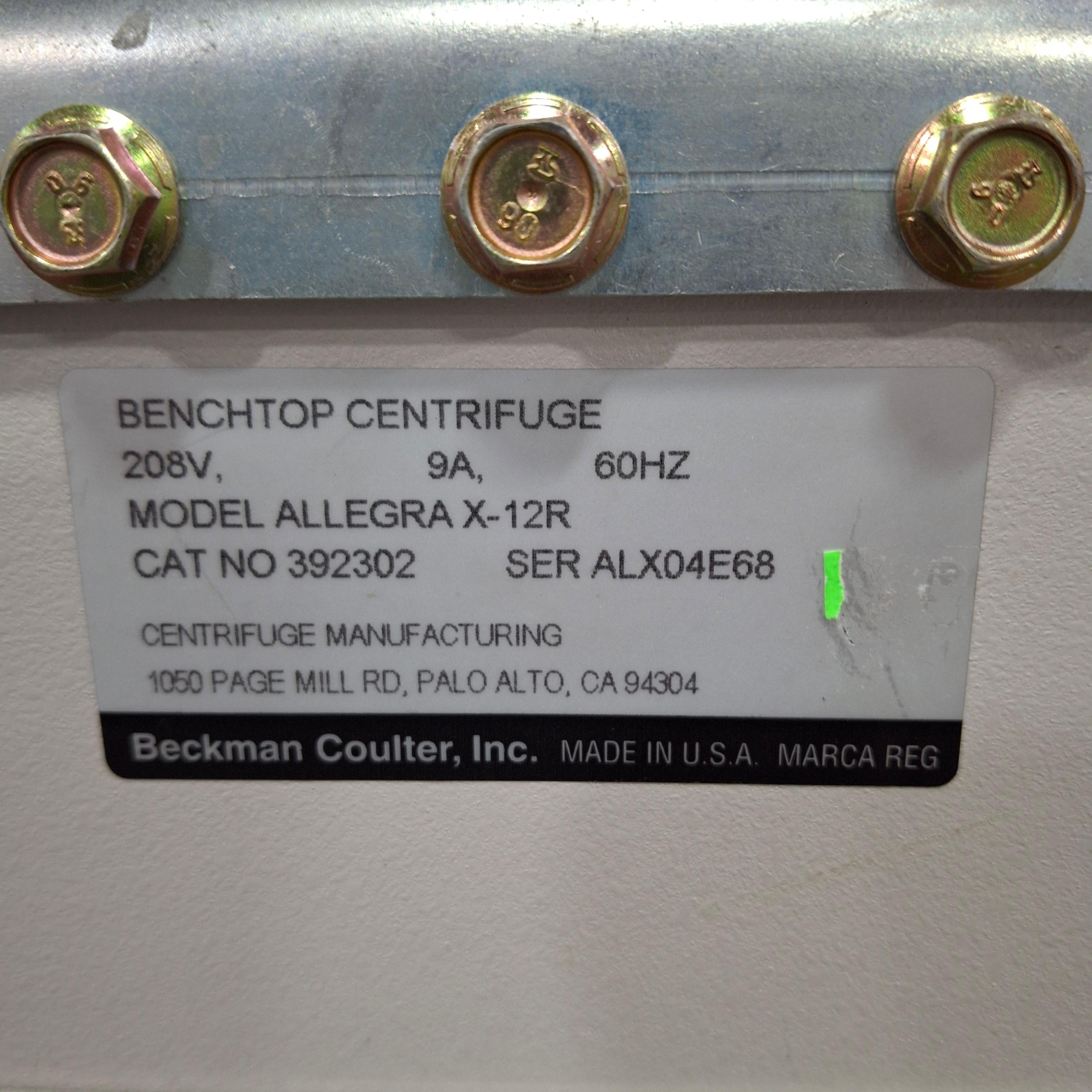 Beckman Coulter Benchtop Centrifuge Allegra X-12R Centrifuge - 459800