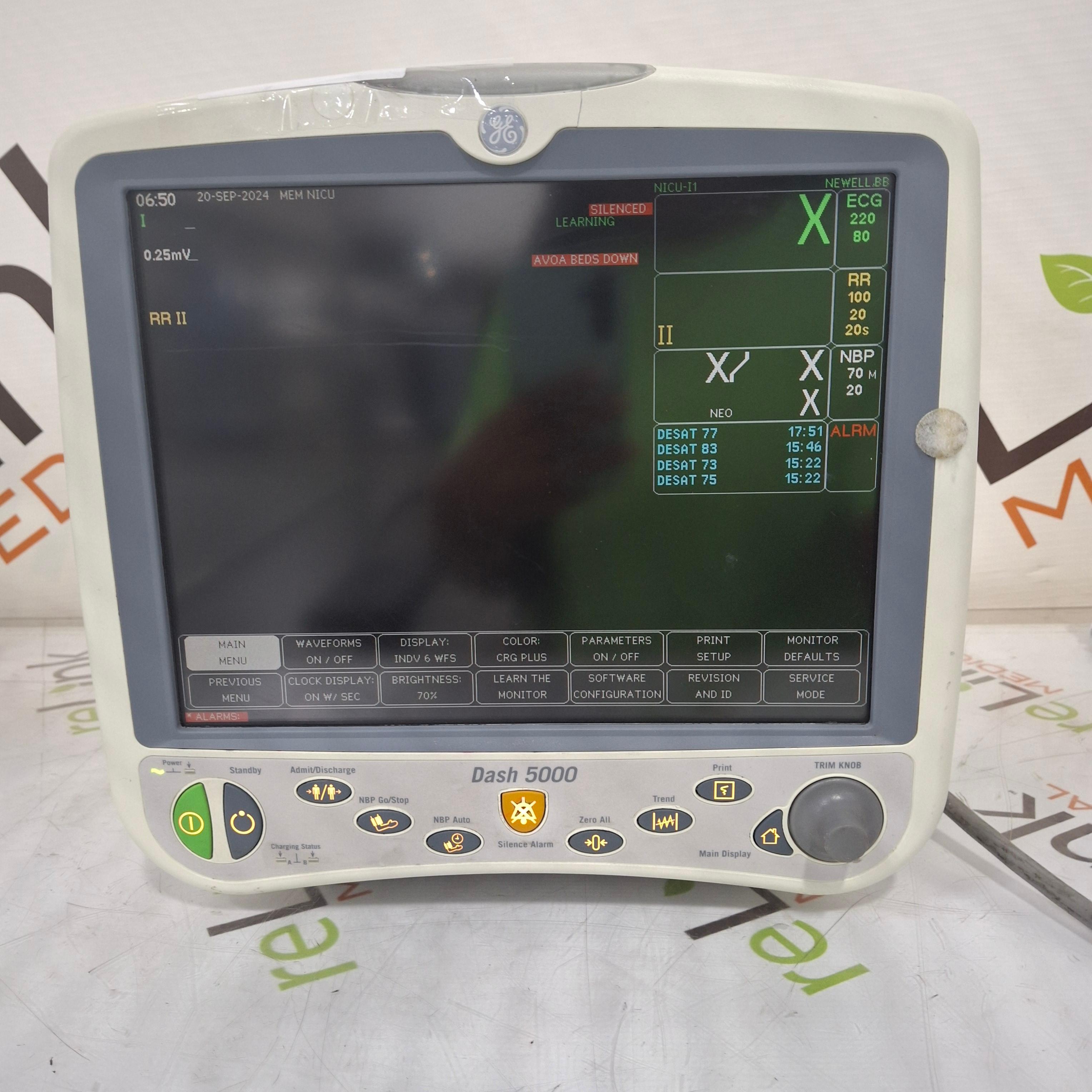 GE Healthcare Dash 5000 - Masimo SpO2 Patient Monitor - 452865