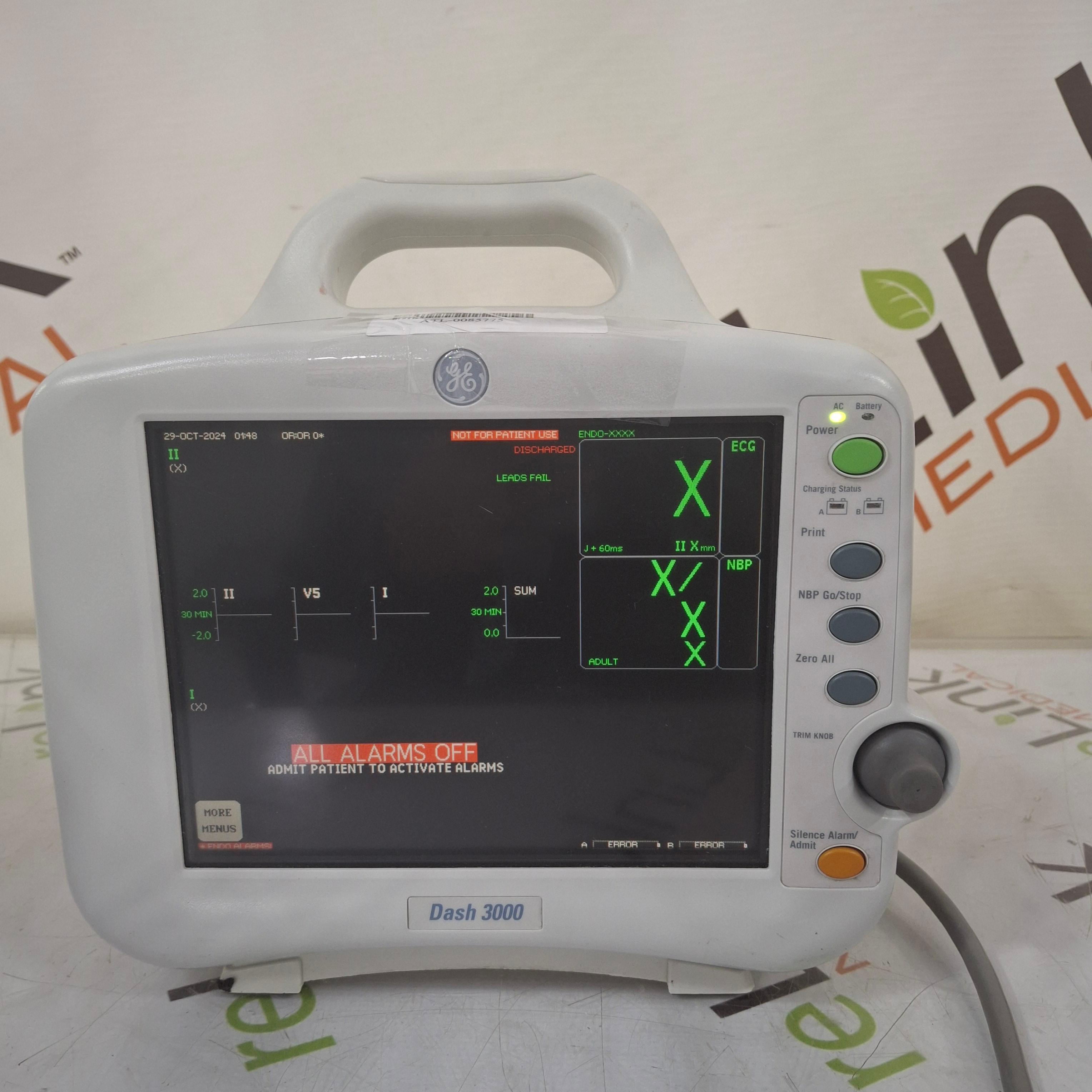 GE Healthcare Dash 3000 - GE/Nellcor SpO2 Patient Monitor - 465821