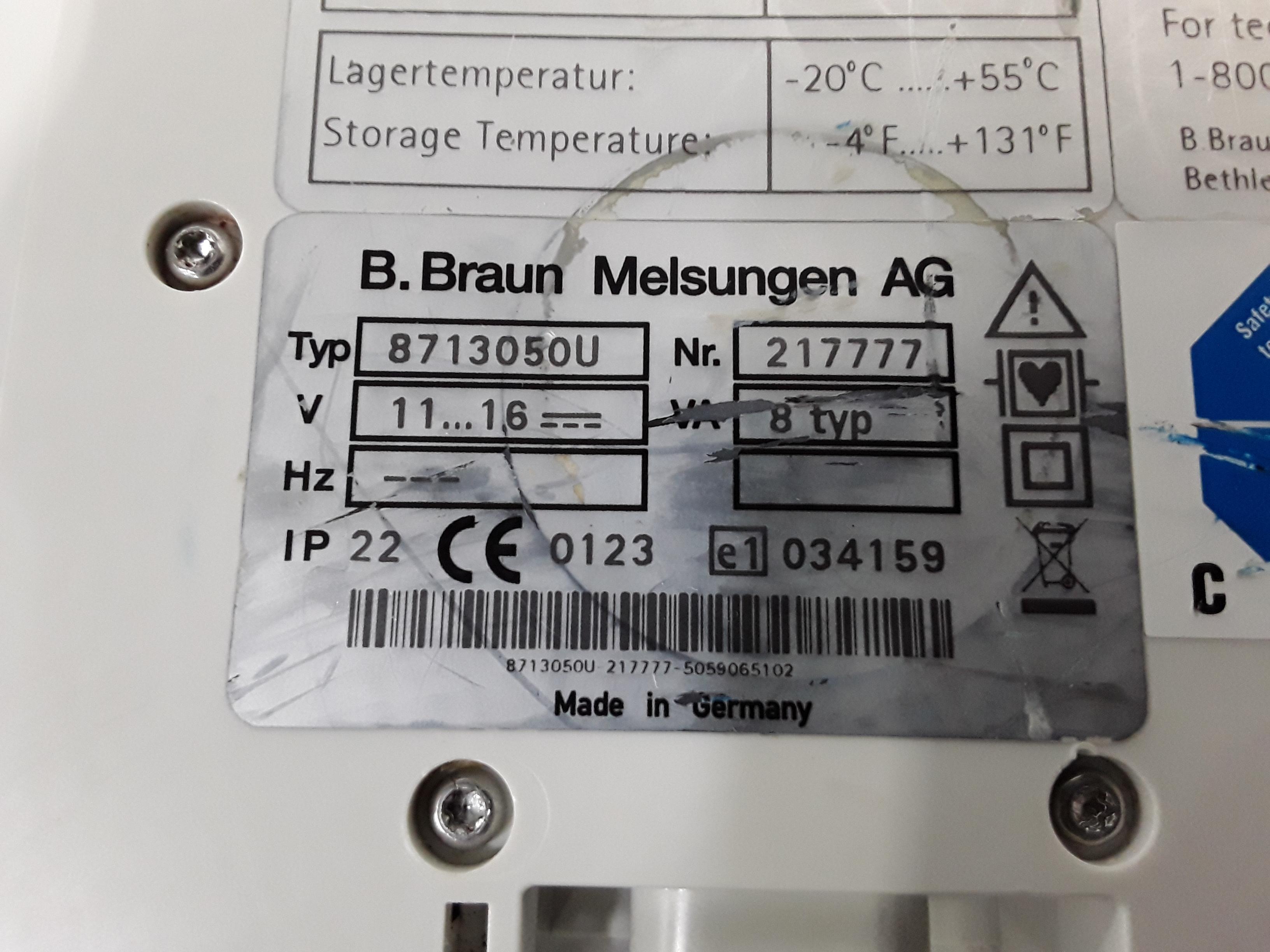 B. Braun Infusomat Space w/Pole Clamp & AC Adapter Infusion Pump - 435866