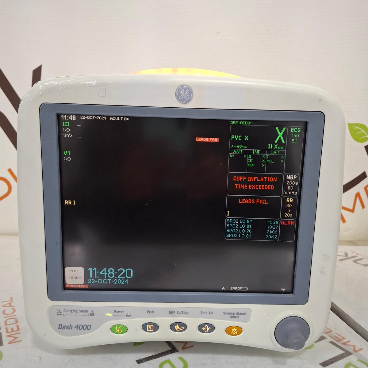 GE Healthcare Dash 4000 - Masimo SpO2 Patient Monitor - 463188