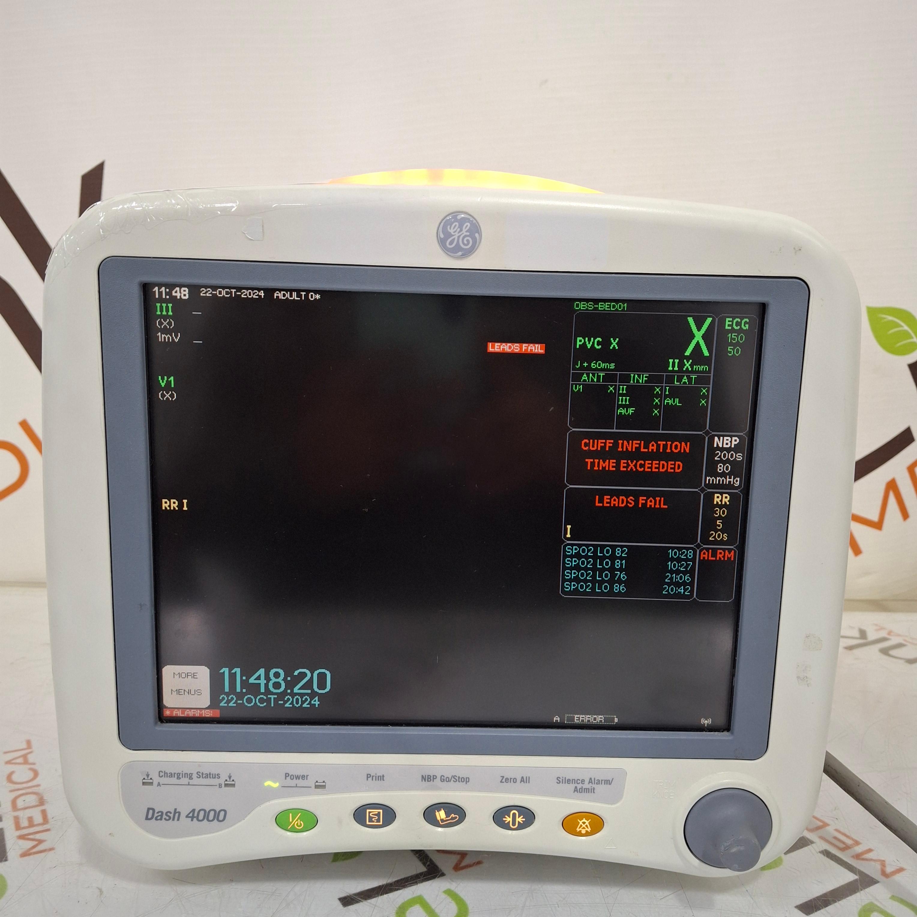 GE Healthcare Dash 4000 - Masimo SpO2 Patient Monitor - 463188