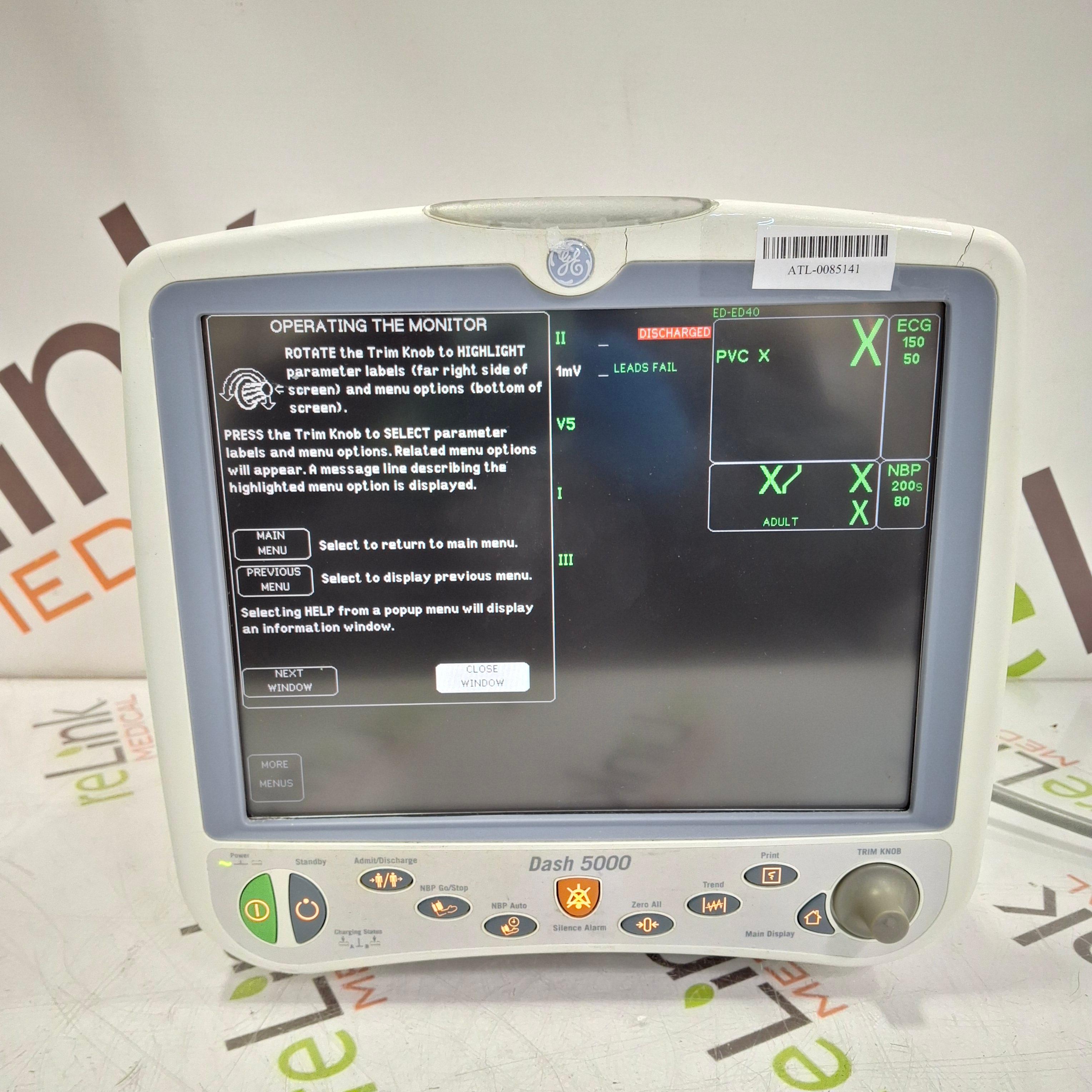 GE Healthcare Dash 5000 - GE/Nellcor SpO2 Patient Monitor - 460856