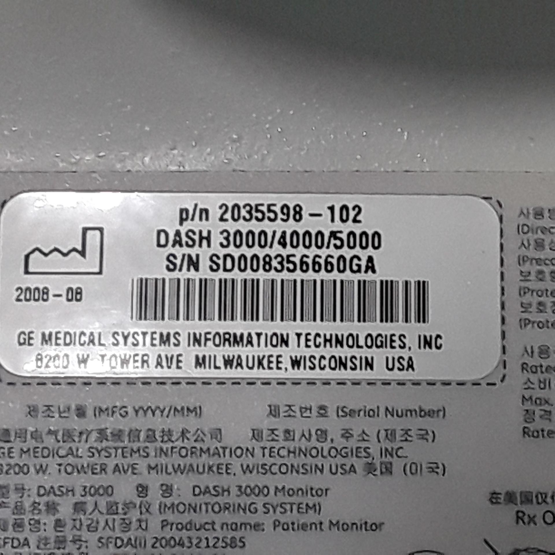 GE Healthcare Dash 3000 - GE/Nellcor SpO2 Patient Monitor - 408224
