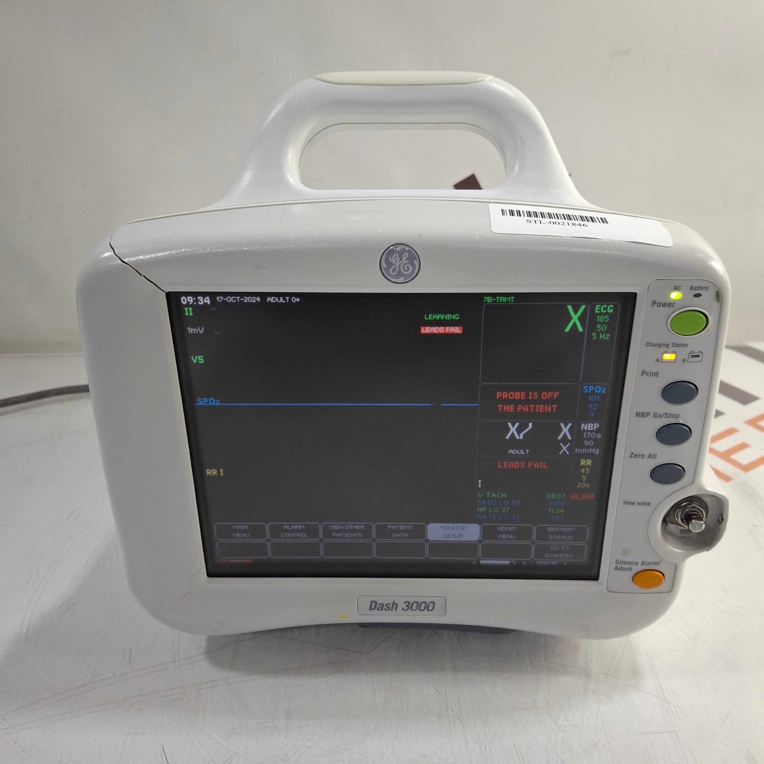 GE Healthcare Dash 3000 - Masimo SpO2 Patient Monitor - 461700