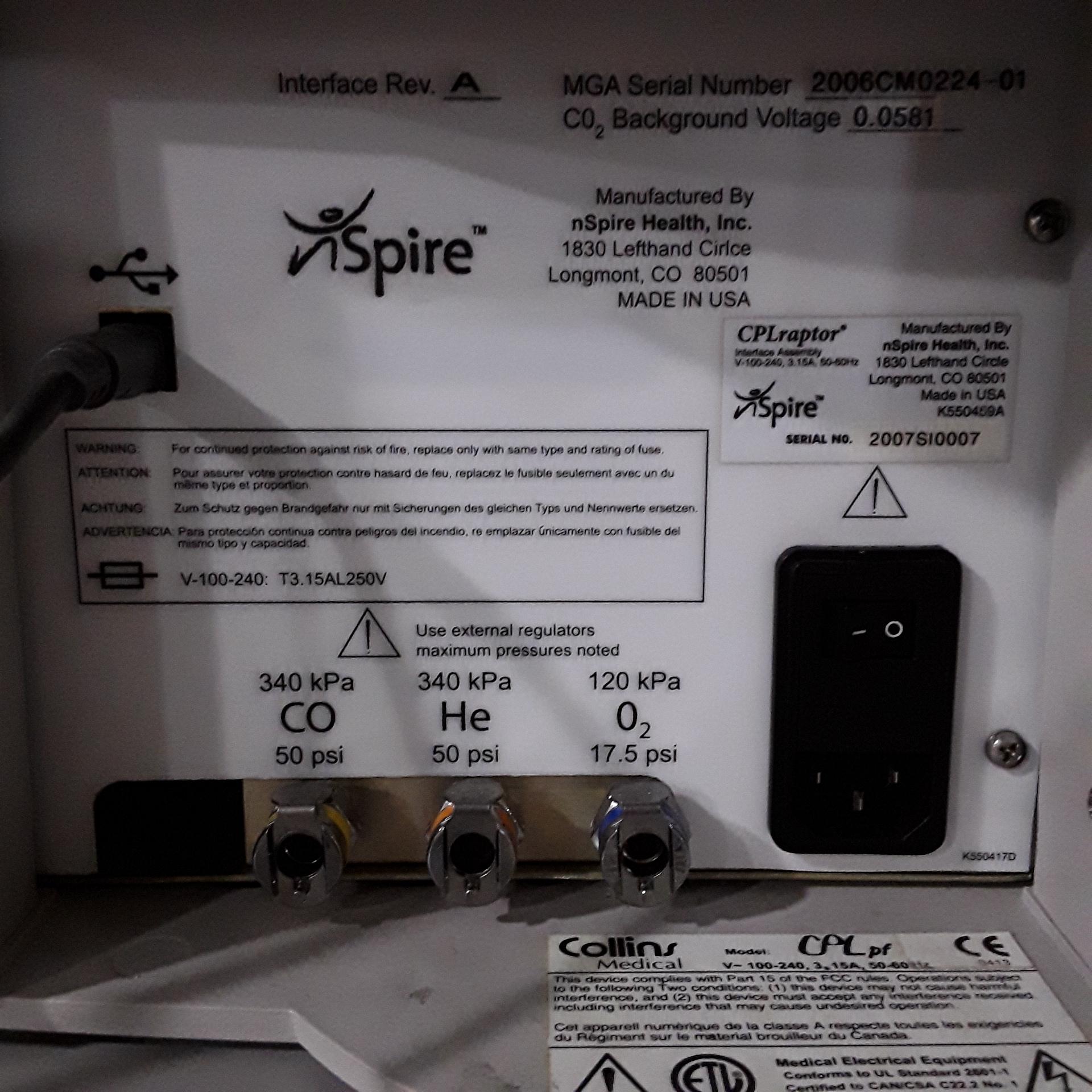 Collins Medical CPL pf Respiratory Analyzer - 442461