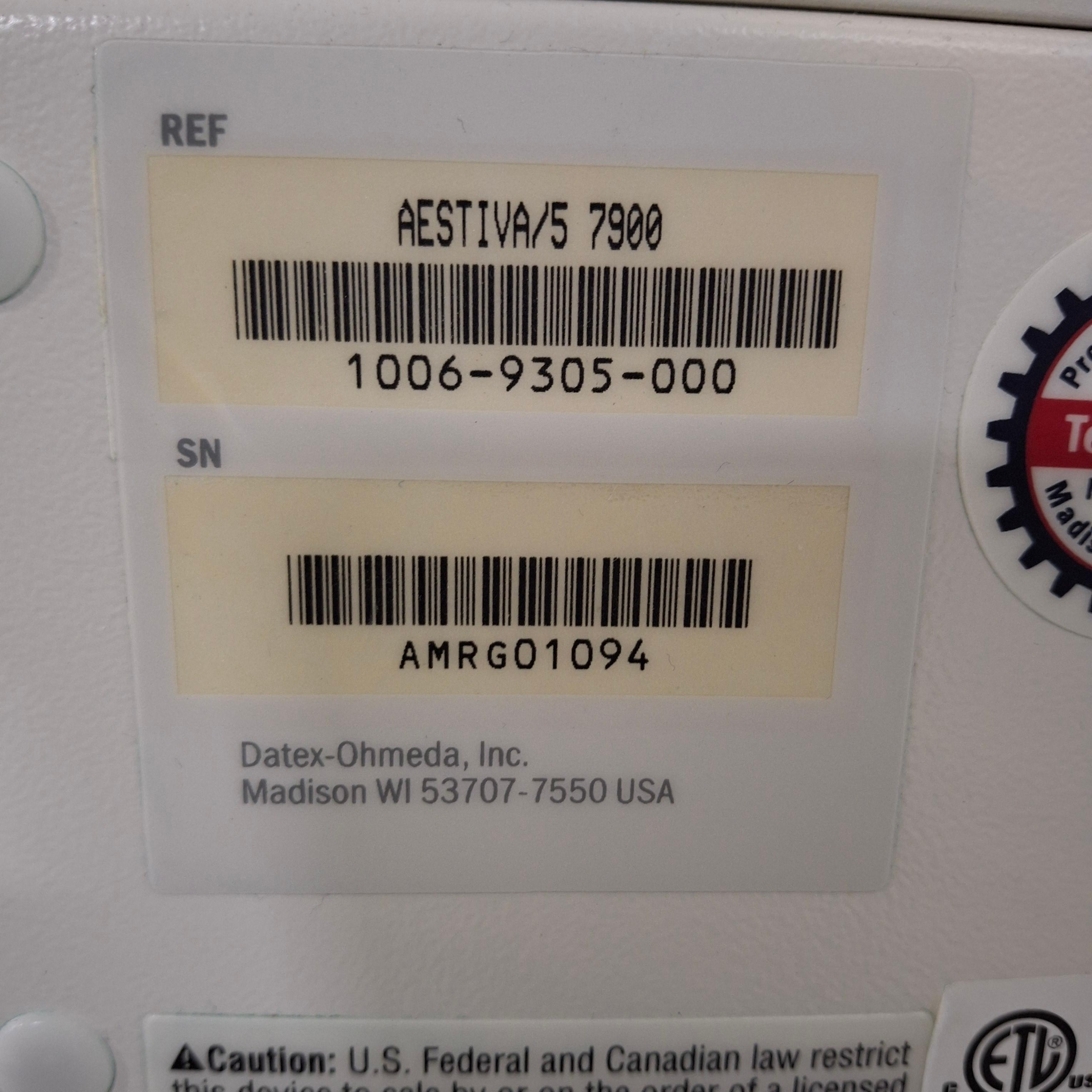 Datex-Ohmeda Aestiva 5 w/7900 Anesthesia System - 457621