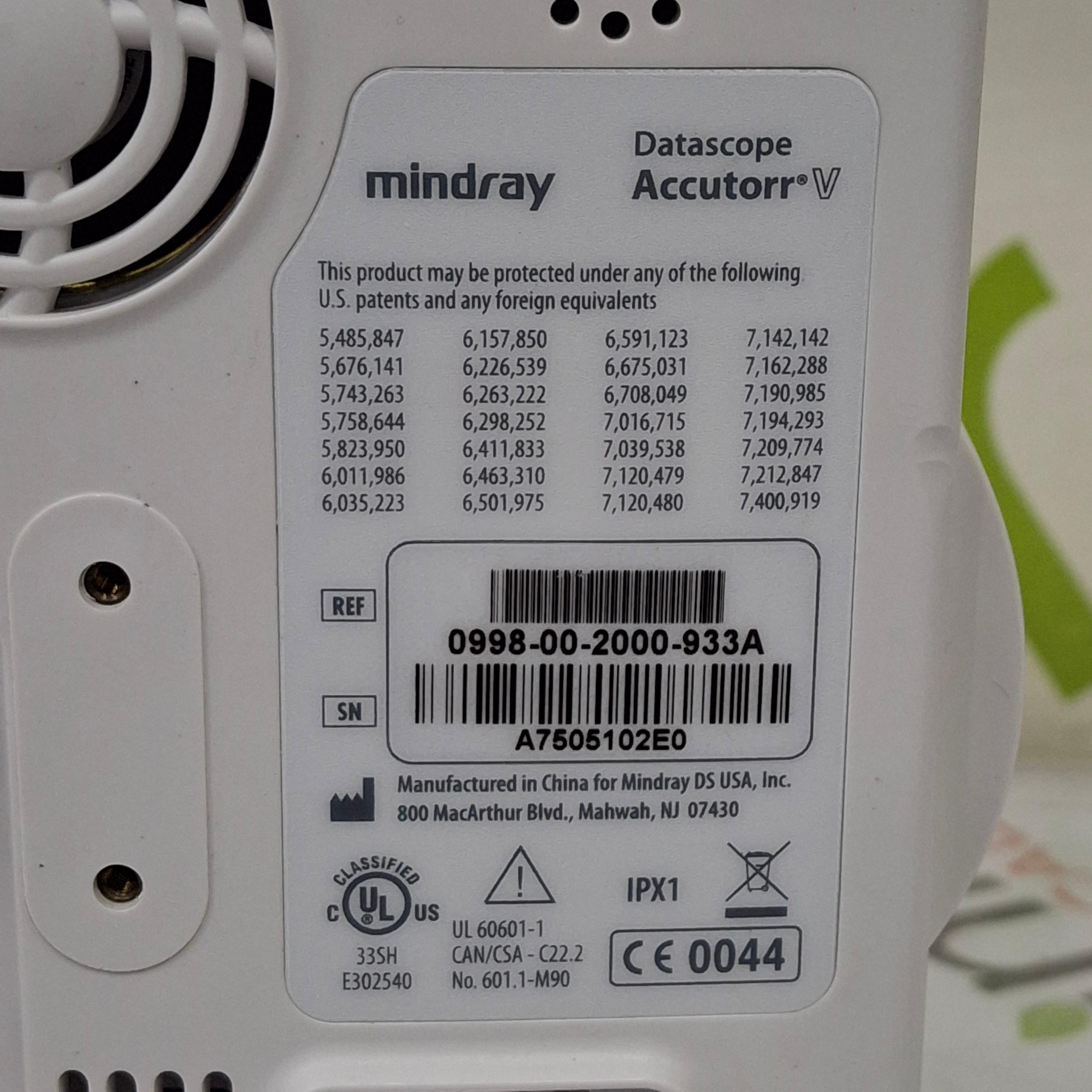 Mindray Datascope Accutorr V Vital Signs Monitor - 493991