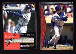 Ken Griffey Jr. 1995 SP Promo Card #100 and Base #199