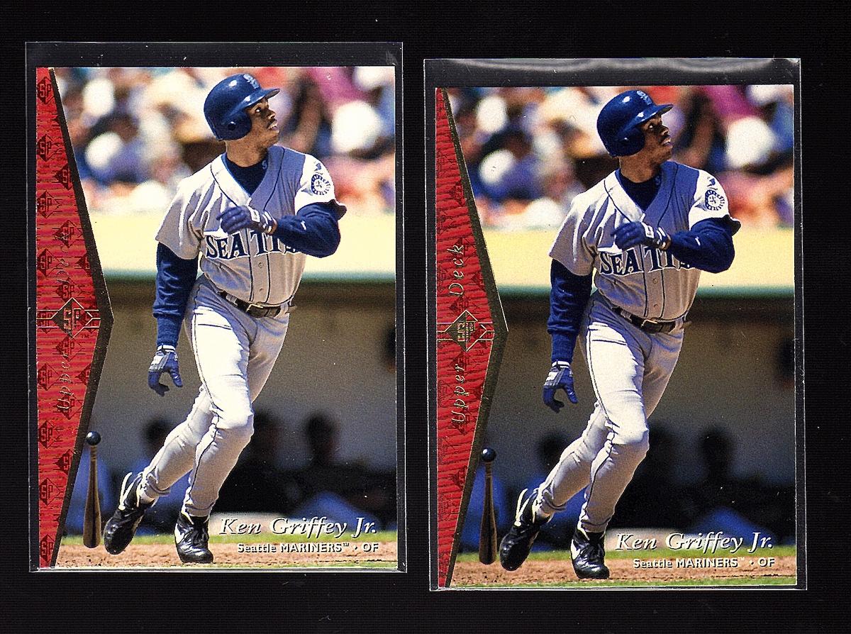 Ken Griffey Jr. 1995 SP Promo Card #100 and Base #199