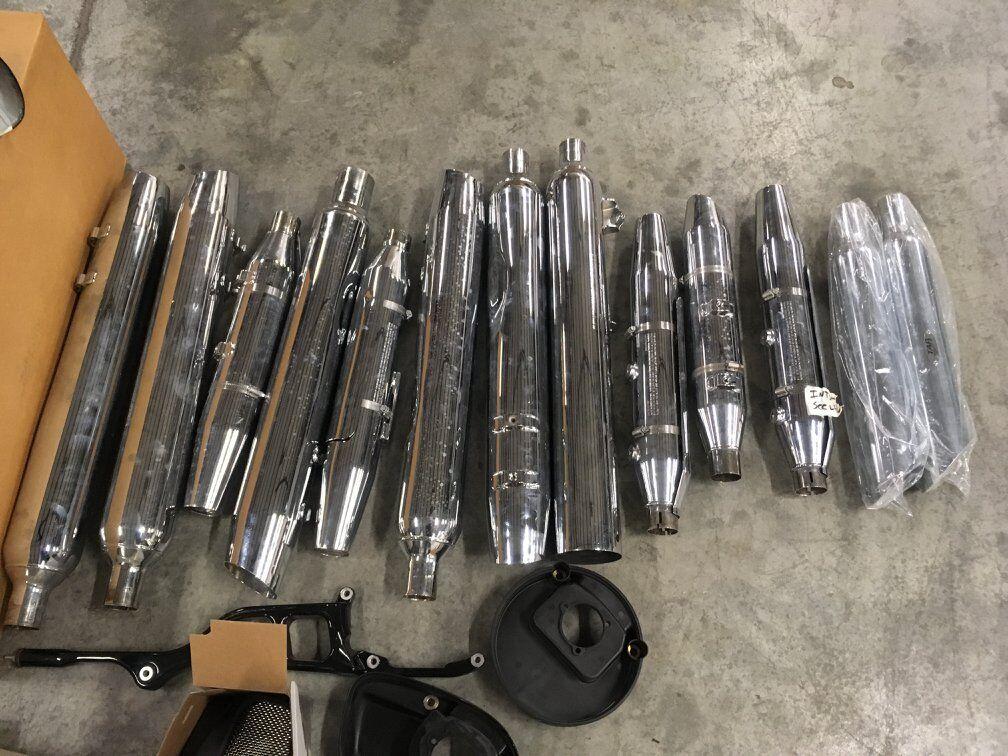 NEW FAIRING, FRONT AND REAR FENDER SET, EARLY MUFFLERS AND MORE.